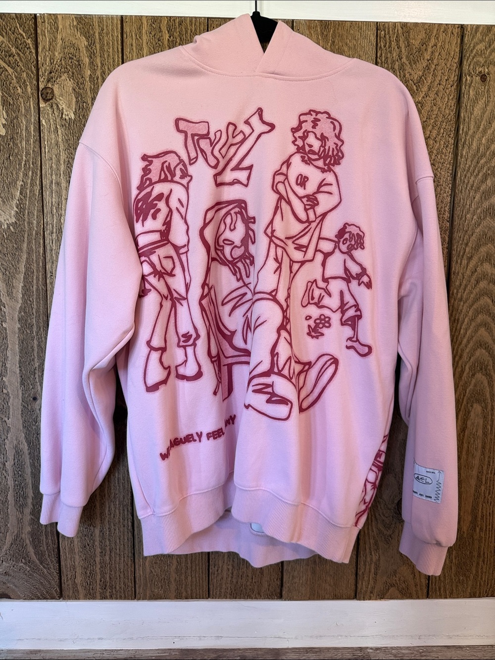 Aelfric Eden Cartoon Line Character Print Oversized Hoodie~ Large - Picture 3 of 11